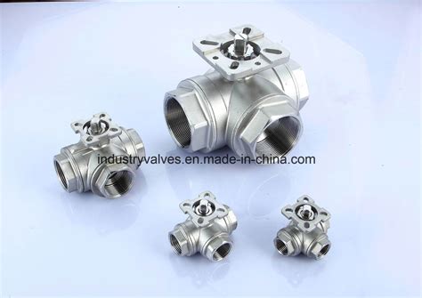 Cf8m Floating L Port Threaded Three Way Ball Valve China Three Way