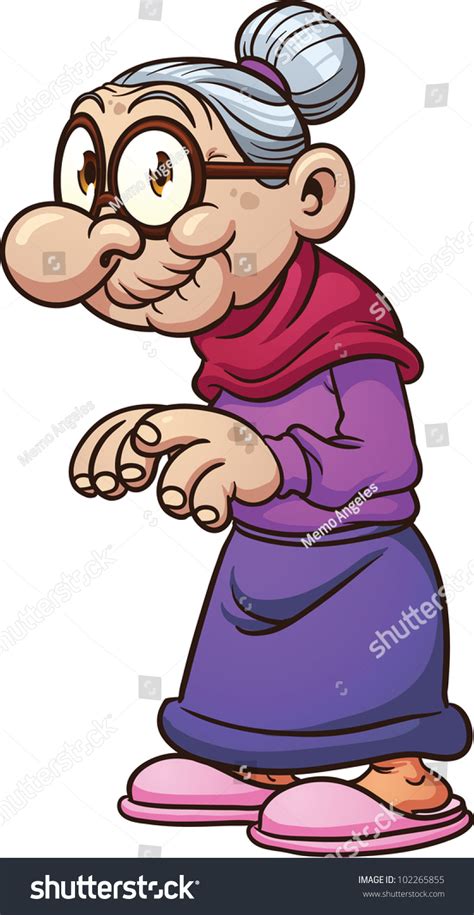 Cute Cartoon Grandmother Vector Illustration Simple เวกเตอร์สต็อก