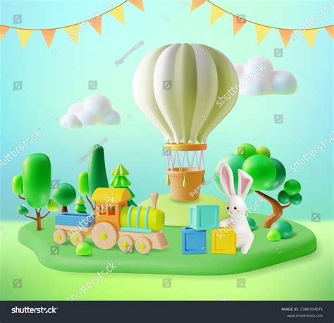 3d Kid Toys Hot Air Balloon Stock Vector Royalty Free 2386704571 Shutterstock
