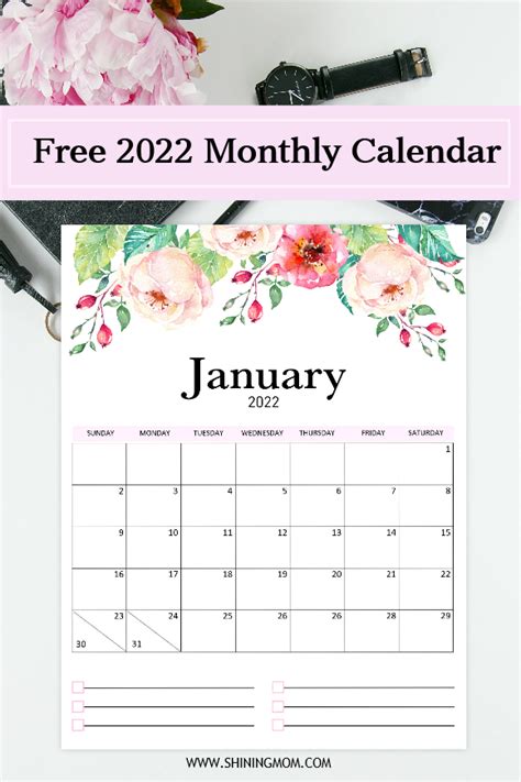 Free Printable Calendar 2022 Pdf In Gorgeous Florals