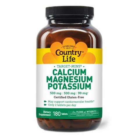 Country Life Calcium 500 Mg Magnesium 500 Mg And Potassium 99 Mg Thin Tablets 180 Ct Kroger