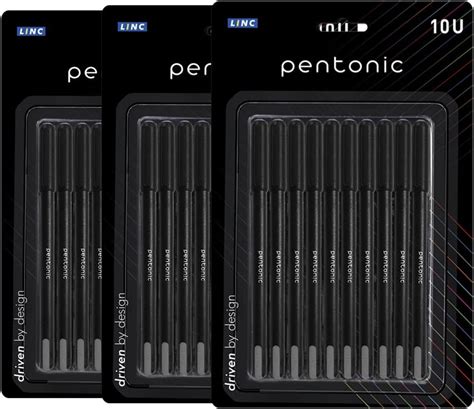 Pentonic Mm Ball Pen Blister Pack Black Body Blue Ink Set Of