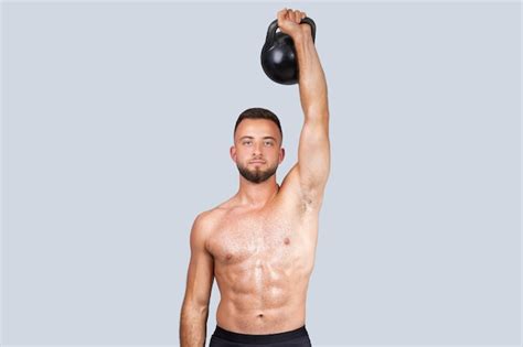 Premium Photo Professional Workout Sport Sweat Strong Millennial European Man With Naked Torso