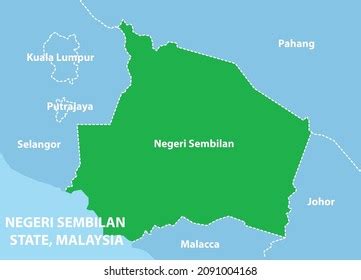 negeri sembilan state map malaysia country stock vector royalty