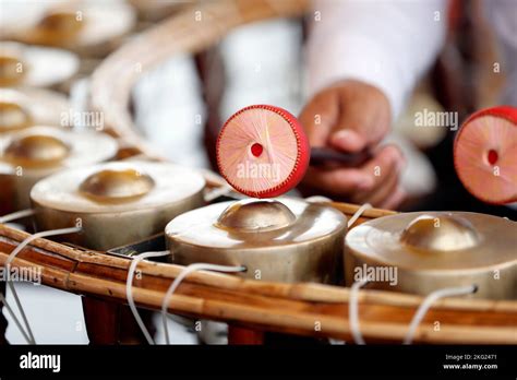 Traditional Khmer Music Gamelan Instruments In A Cambodian Pagoda