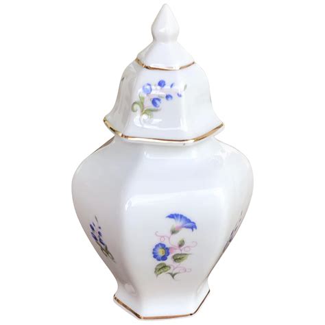 Vintage Hollohaza Porcelain Urn With Flower Pattern Stamped For Sale