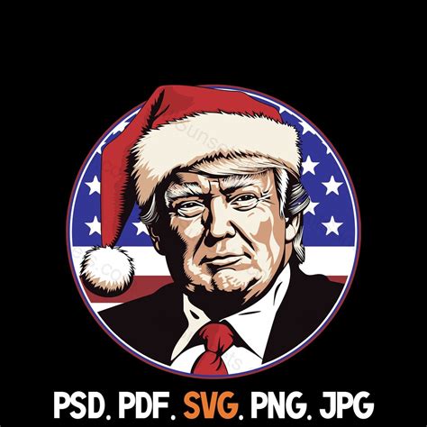 President Donald Trump Santa Hat Round American Flag Svg Png Pdf