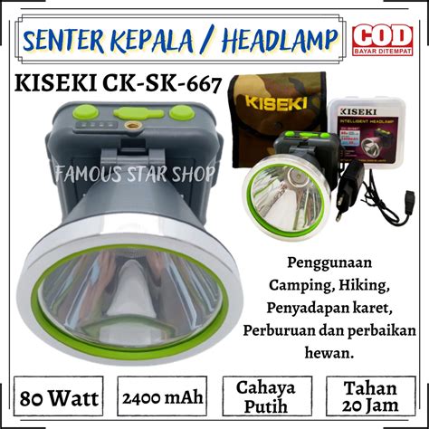 Jual Headlamp Led Waterproof Kiseki Ck Sk Watt Senter Kepala