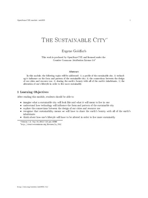 The Sustainable City | PDF