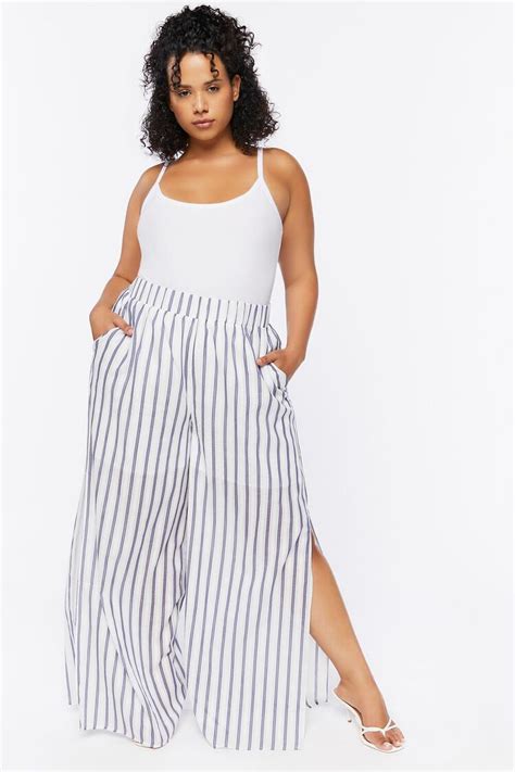 Plus Size Striped Palazzo Pants