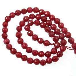 UK Semi Precious And Gemstone Beads Jade Ruby Dyed 6mm Faceted Round