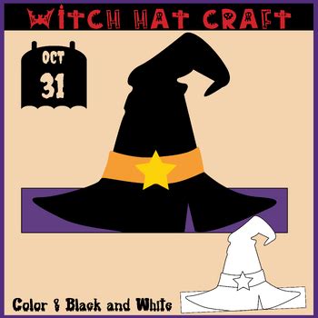 Halloween Witch Hat Craft Crown Craft Headband Coloring Activities ...