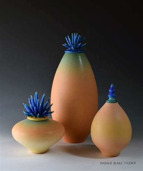 Natalie Blake Studios Smooth Trio Of Vessels With Final In Signature