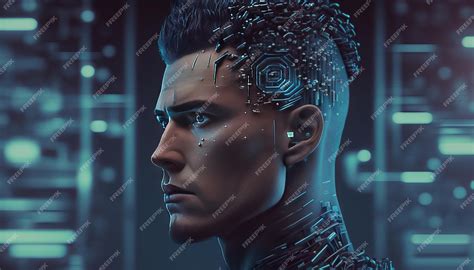 Premium Photo Generative Ai Of A Male Cyborg With Artificial