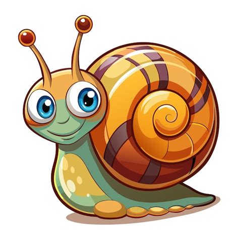 Ilustración de dibujos animados vectoriales de caracol Vector Premium