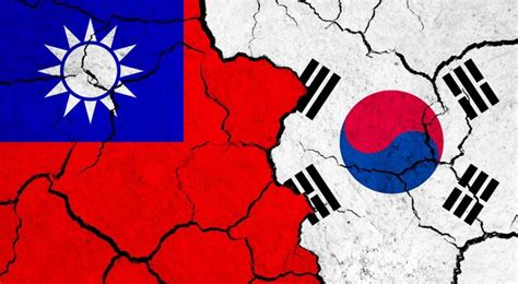 Premium Photo Flags Of Taiwan And South Korea On Cracked Surface