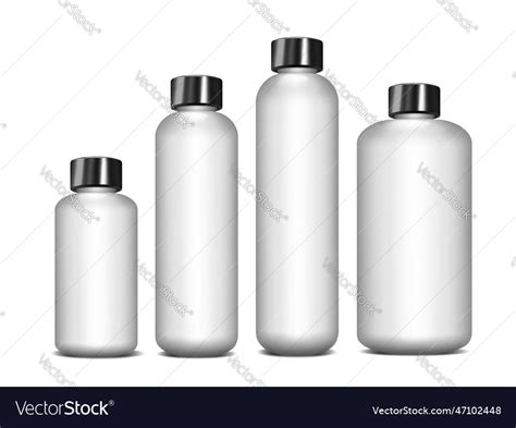 White cylindrical bottle with black screw cap Vector Image