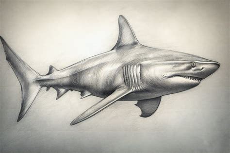 Shark Drawing on Paper Background Stock Illustration - Illustration of shark, fish: 278015069