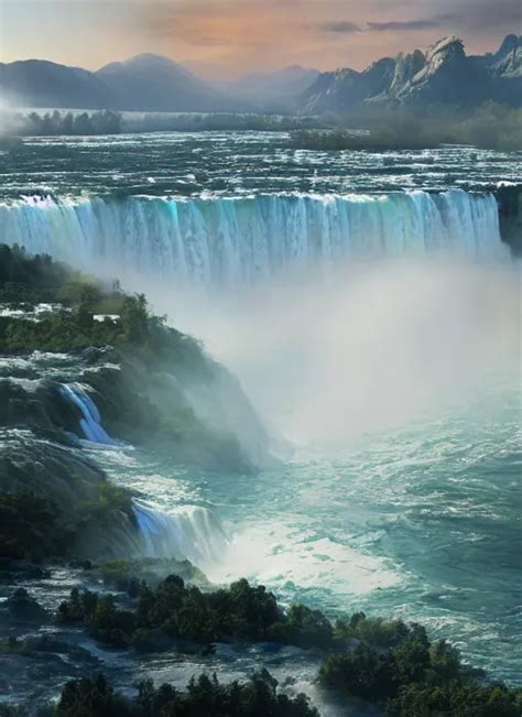 Cascade Of Multiple Gigantic Niagara Falls Epic Stable Diffusion