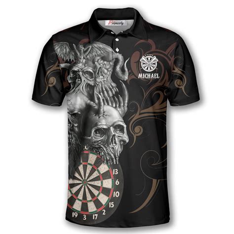 Darts Skull Golden Dragon Custom Darts Shirts for Men - Primesty