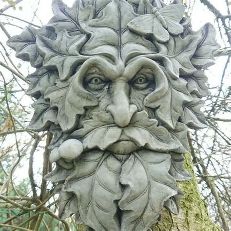 Stone Garden Green Man Leaf Face Branches Wall Tree Plaque Etsy Uk