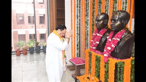 Shri Jp Nadda Pays Floral Tributes To Dr Syama Prasad Mookerjee On His