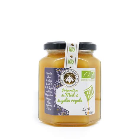 Préparation de miel et gelée royale bio 375g Famille Vacher