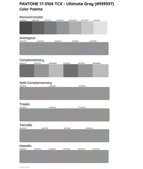 PANTONE 17 5104 TCX Ultimate Gray Color Palettes Colorxs