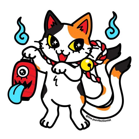 Cat with yokai | Graphic design fun, Cute drawings, Funky art