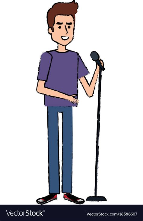 Man Singing With Microphone Royalty Free Vector Image