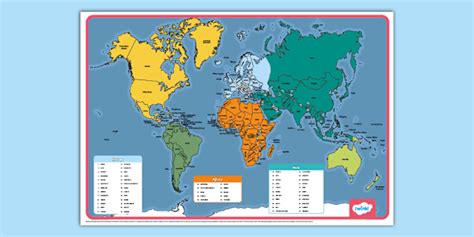 Printable World Map Teacher Made Twinkl Worksheets Library