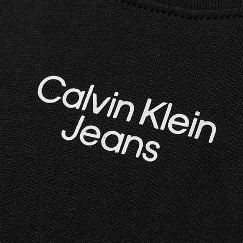 Calvin Klein Stacked Logo T Shirt Black End