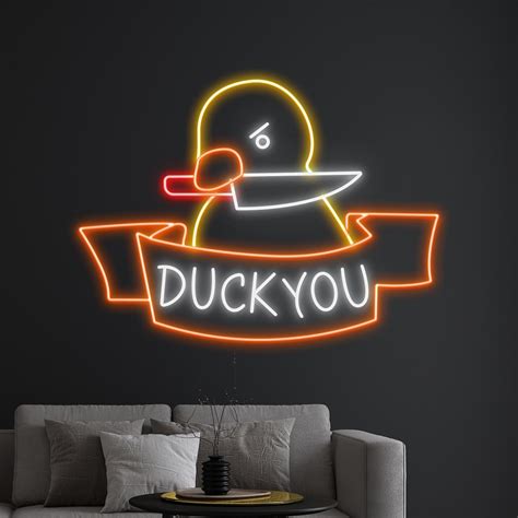 Duck You Neon Sign Fuck You Led Sign Knife Duck Led Light Etsy