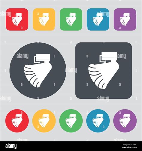 Gramophone Icon Sign A Set Of 12 Colored Buttons Flat Design Vector