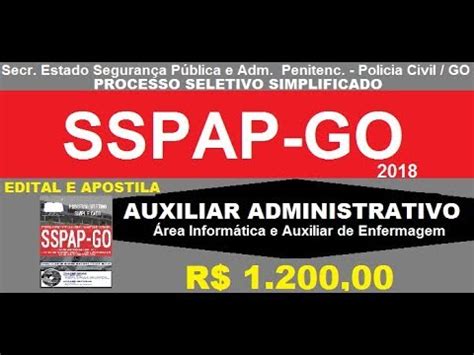 Edital Apostila Processo Seletivo Sspap Go Auxiliar Adm Rea