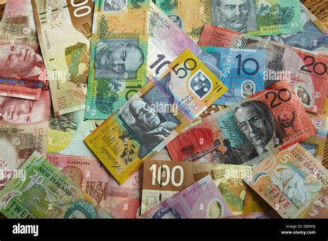 Foreign Currency Australian Canadian And New Zealand Dollars Stock