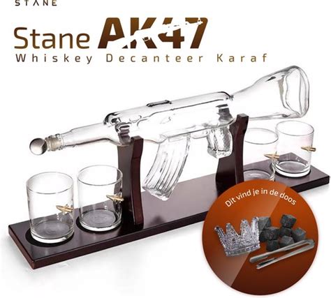 Stane Decanteerkaraf AK 47 Luxe Whiskey Karaf Set 1 L Incl 9