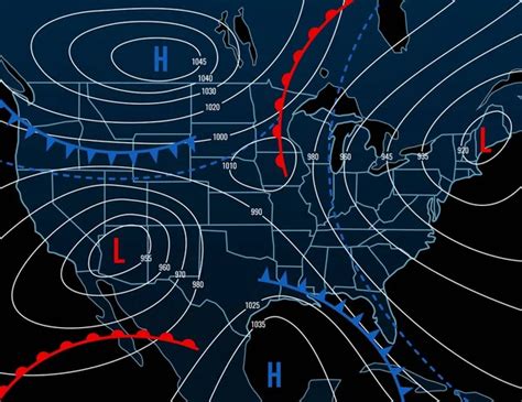 Forecast Weather Night Isobar Map Middle East Wind Front Temperature