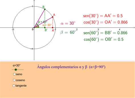 Razones Trigonométricas De ángulos Complementarios Geogebra