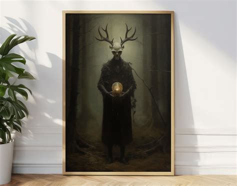 Forest Druid Shaman Wizard Fine Art Print, Dark Academia Painting ...