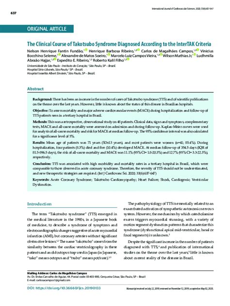 Fillable Online Observatorio Fm Usp The Clinical Course Of Takotsubo