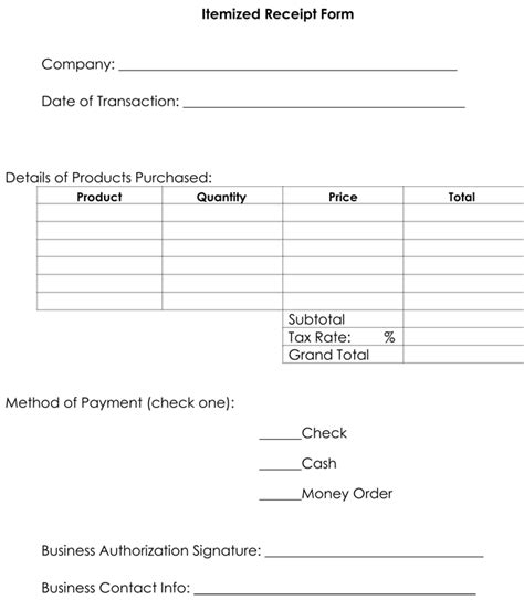 Itemized Receipt Template 10 Samples Formats For Word Excel