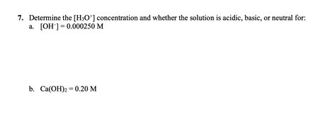 Solved Determine The H O Concentration And Whether The Chegg