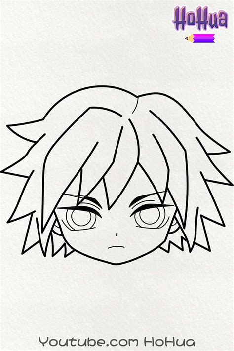 Chibi Giyu Tomioka From Kimetsu No Yaiba Line Art Coloring Page By