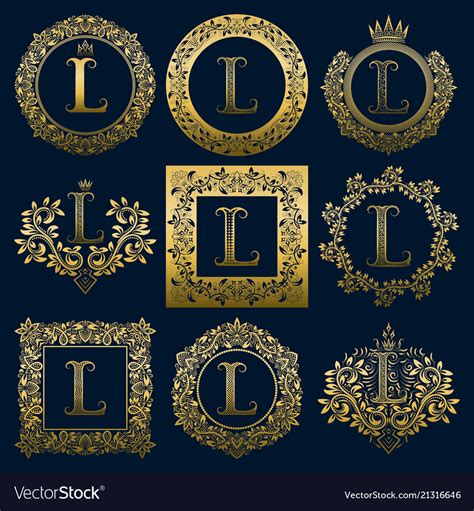 Vintage Monograms Set Of L Letter Royalty Free Vector Image