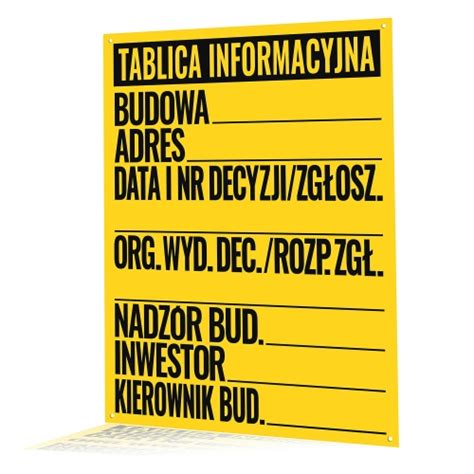 Tablica Informacyjna Tablica Budowlana Tablica Na Budow X Cm