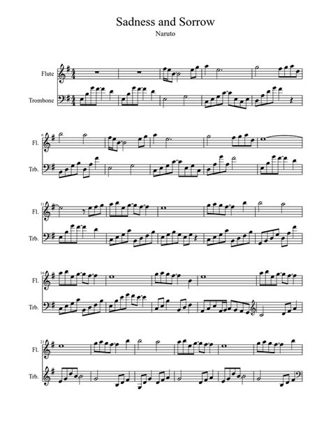 Sadness And Sorrow Sheet Music For Trombone Flute Mixed Duet