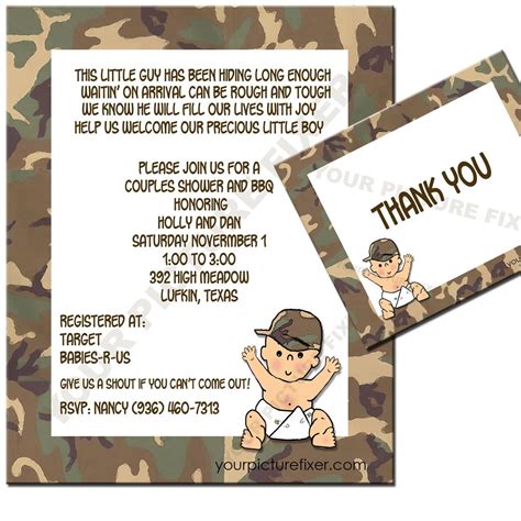 Camouflage Baby Shower Invitations Beeshower