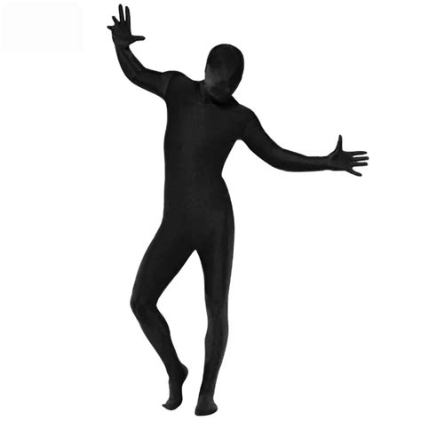 Ensnovo Adult Men Black Spandex Zentai Full Body Skin Tight Jumpsuit