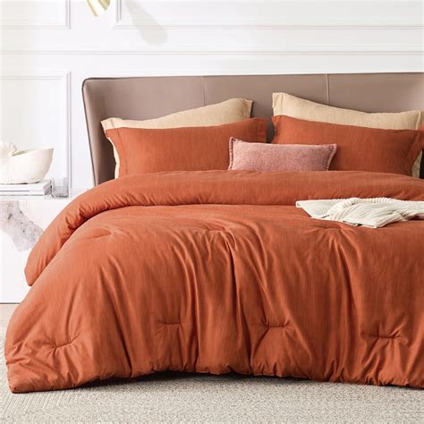 Bedsure Queen Comforter Set Burnt Orange Comforter Queen Size Soft Bedding For